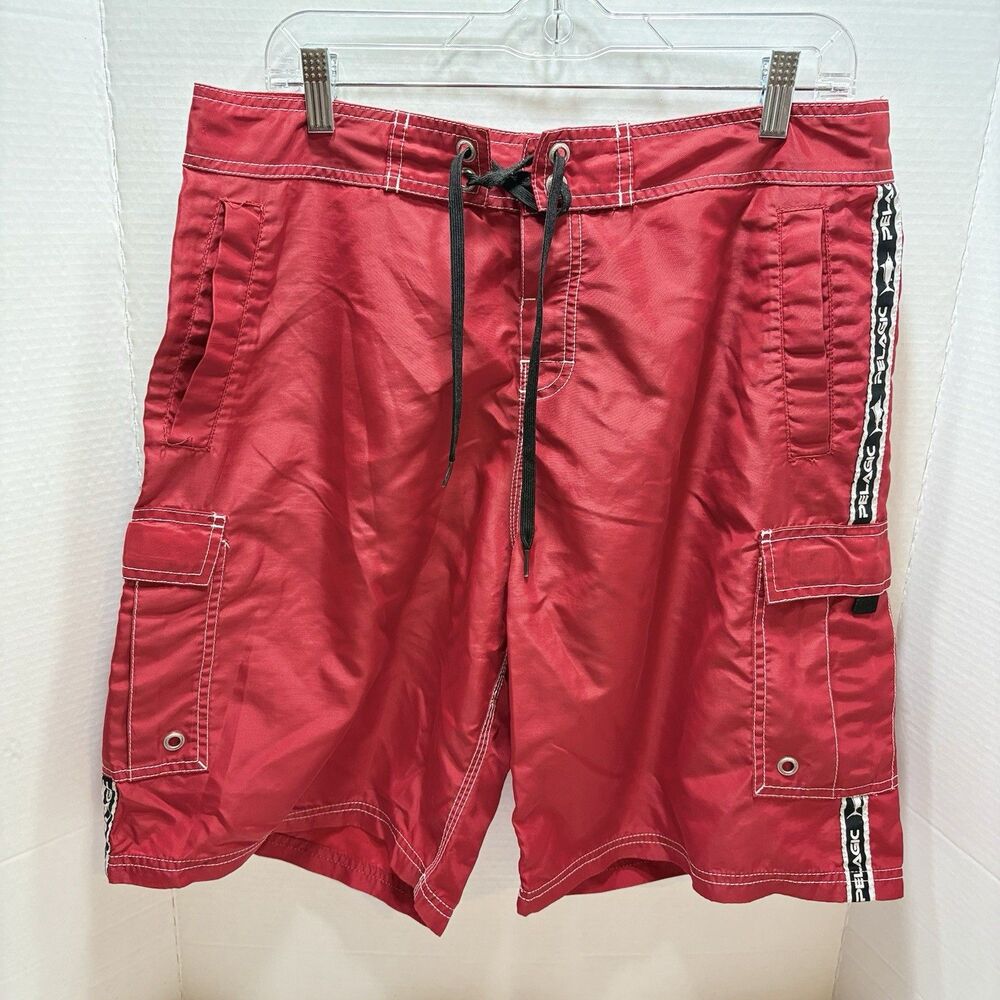 Pelagic Blackfin Men’s Red Boat Fishing Shorts Size 34 Nautical